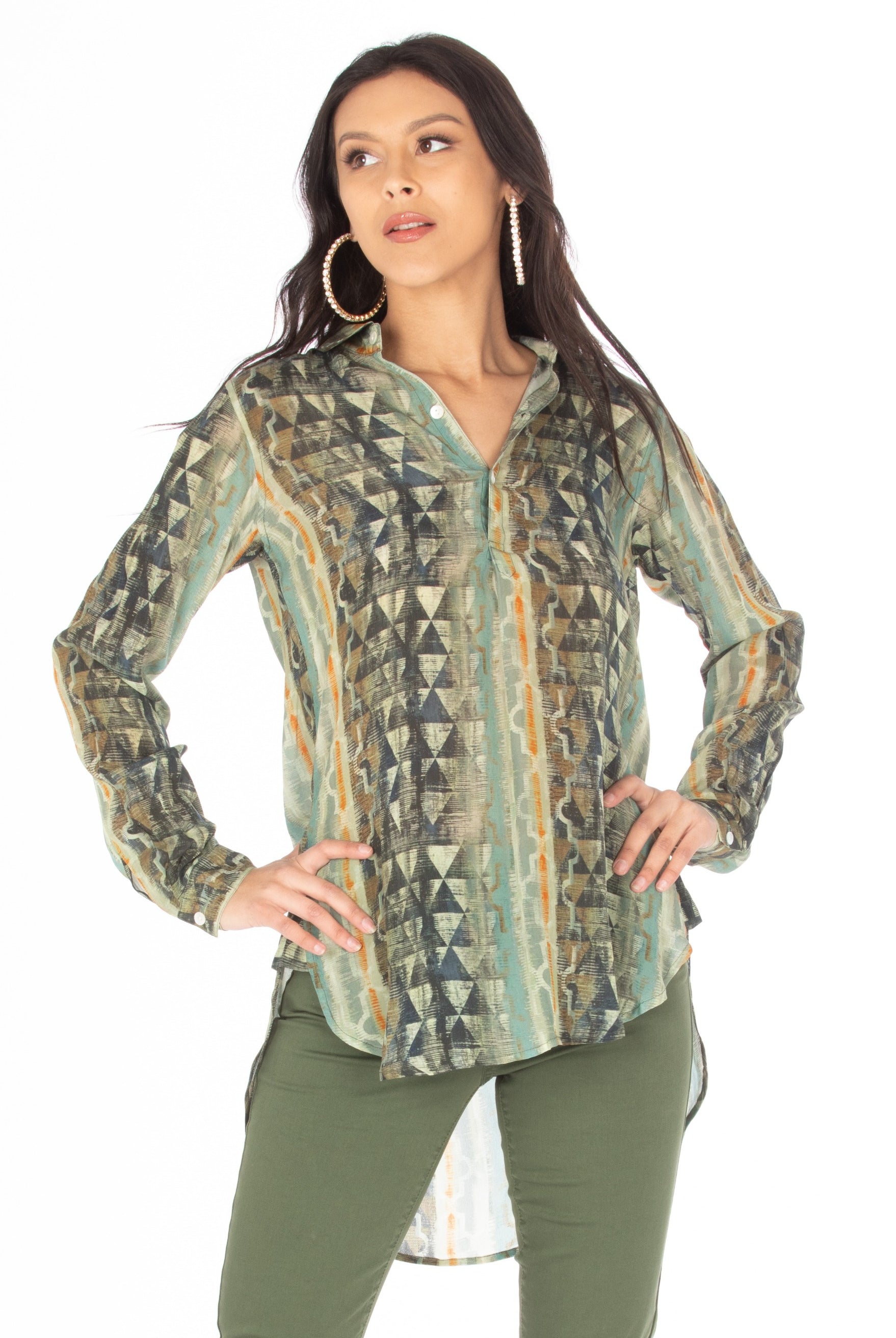 Half Button-up Pullover Tunic front APNY