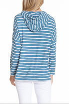 white stripe Hoddie with side Slits | back side