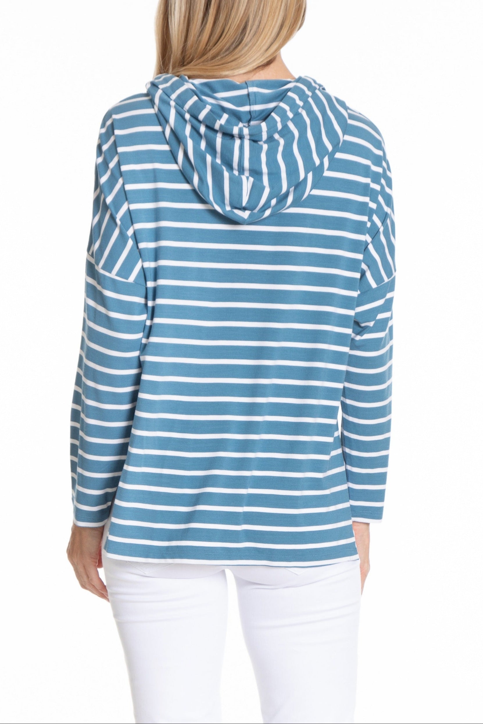 white stripe Hoddie with side Slits | back side