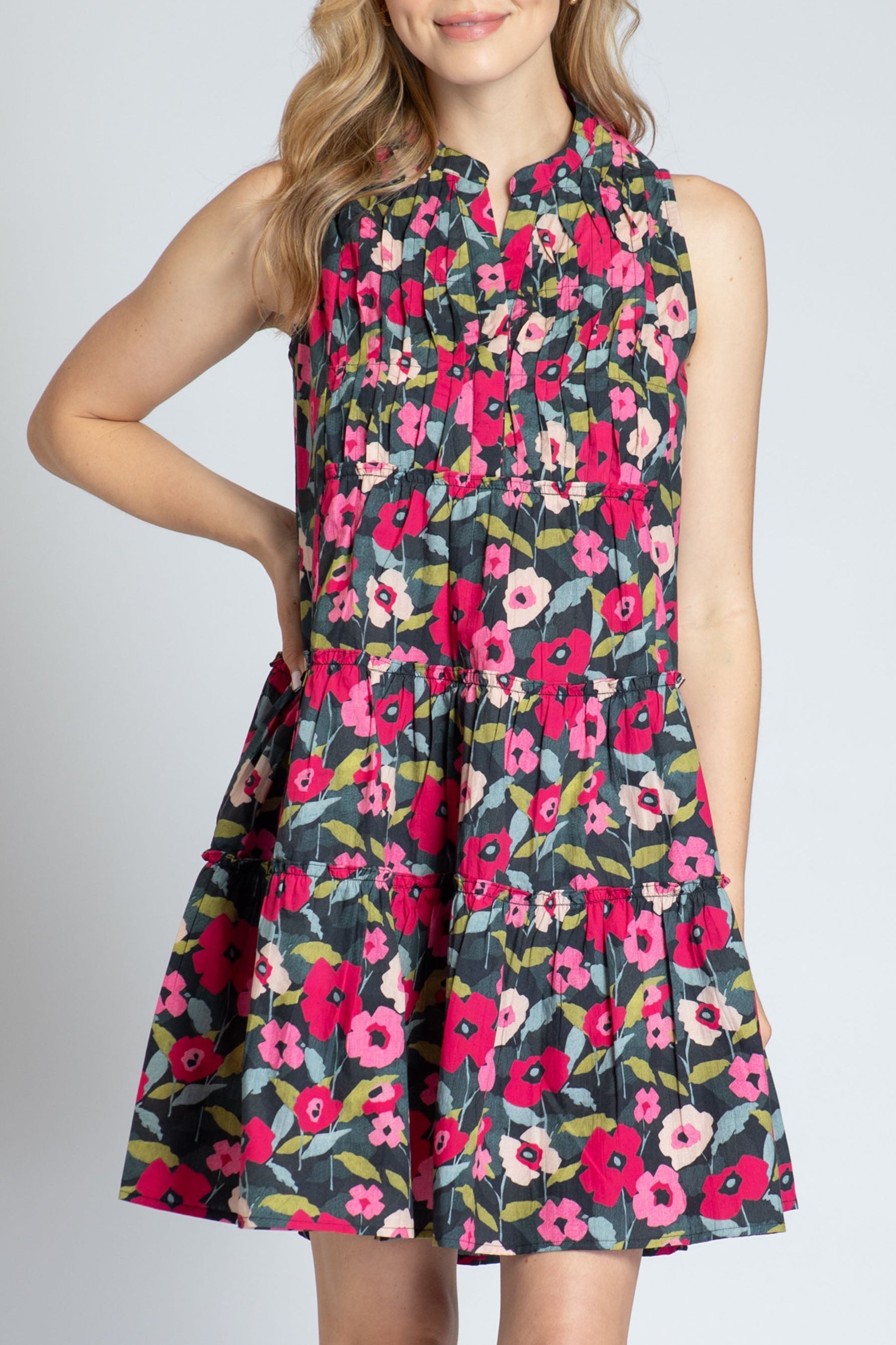 Abstract Floral Embroidered Peasant Top