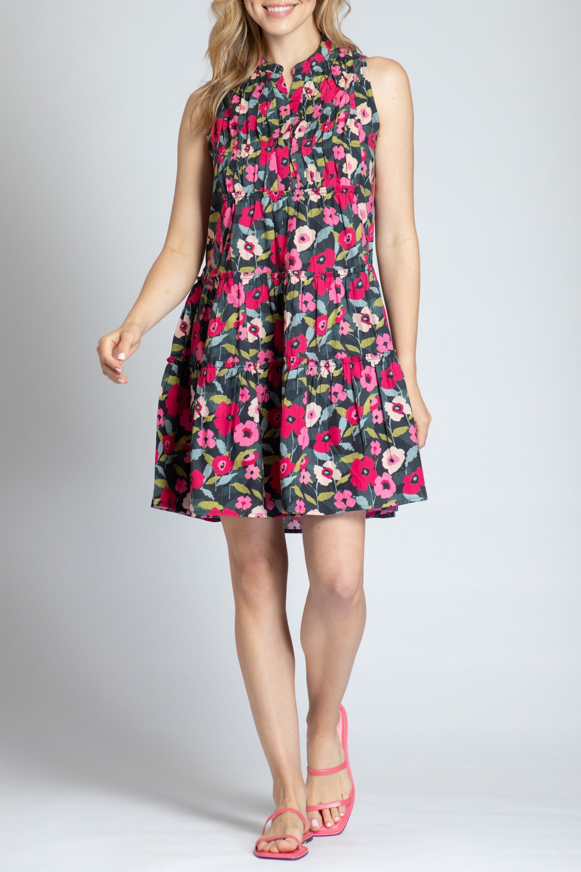 Abstract Floral Embroidered Peasant Top