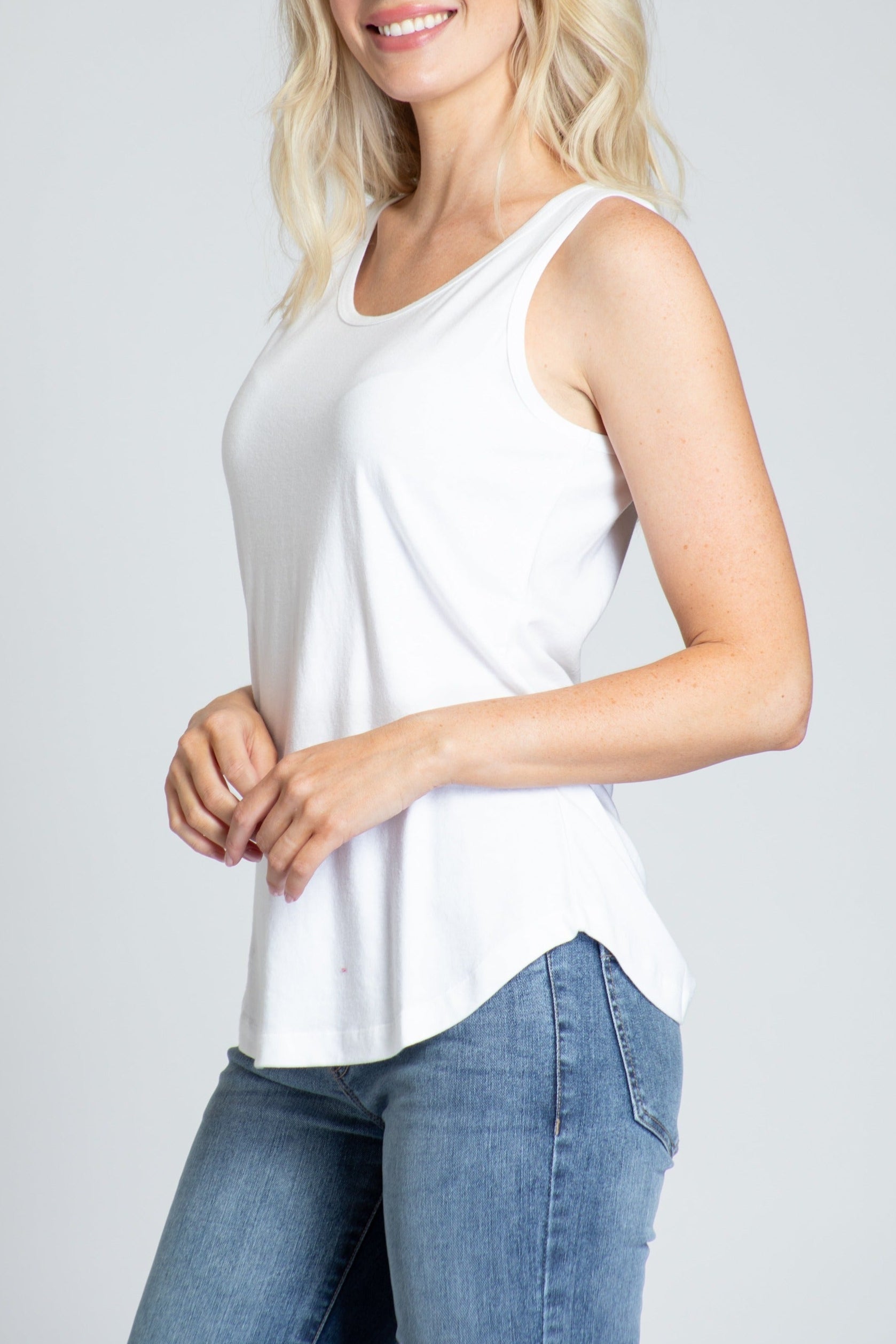 Perfect Fit Tank - White | Left side