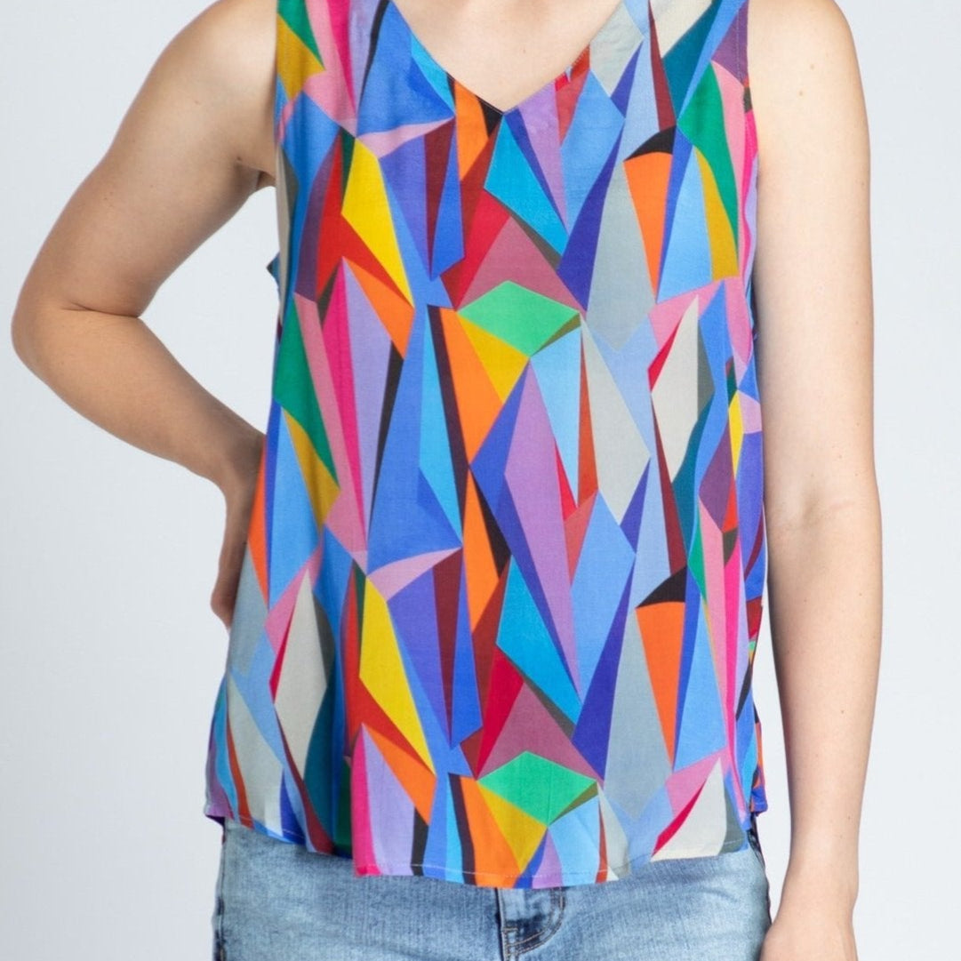 Colorful Mosiac Print - V-neck Tank