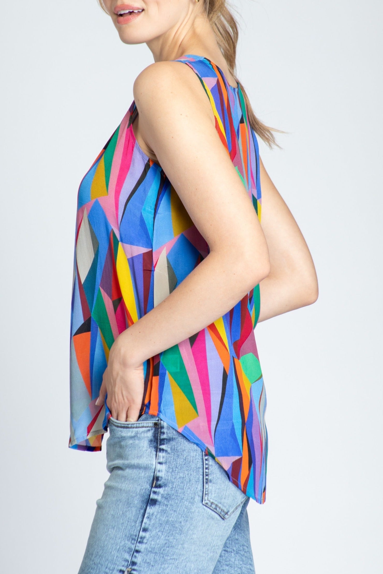 Colorful Mosiac Print - V-neck Tank