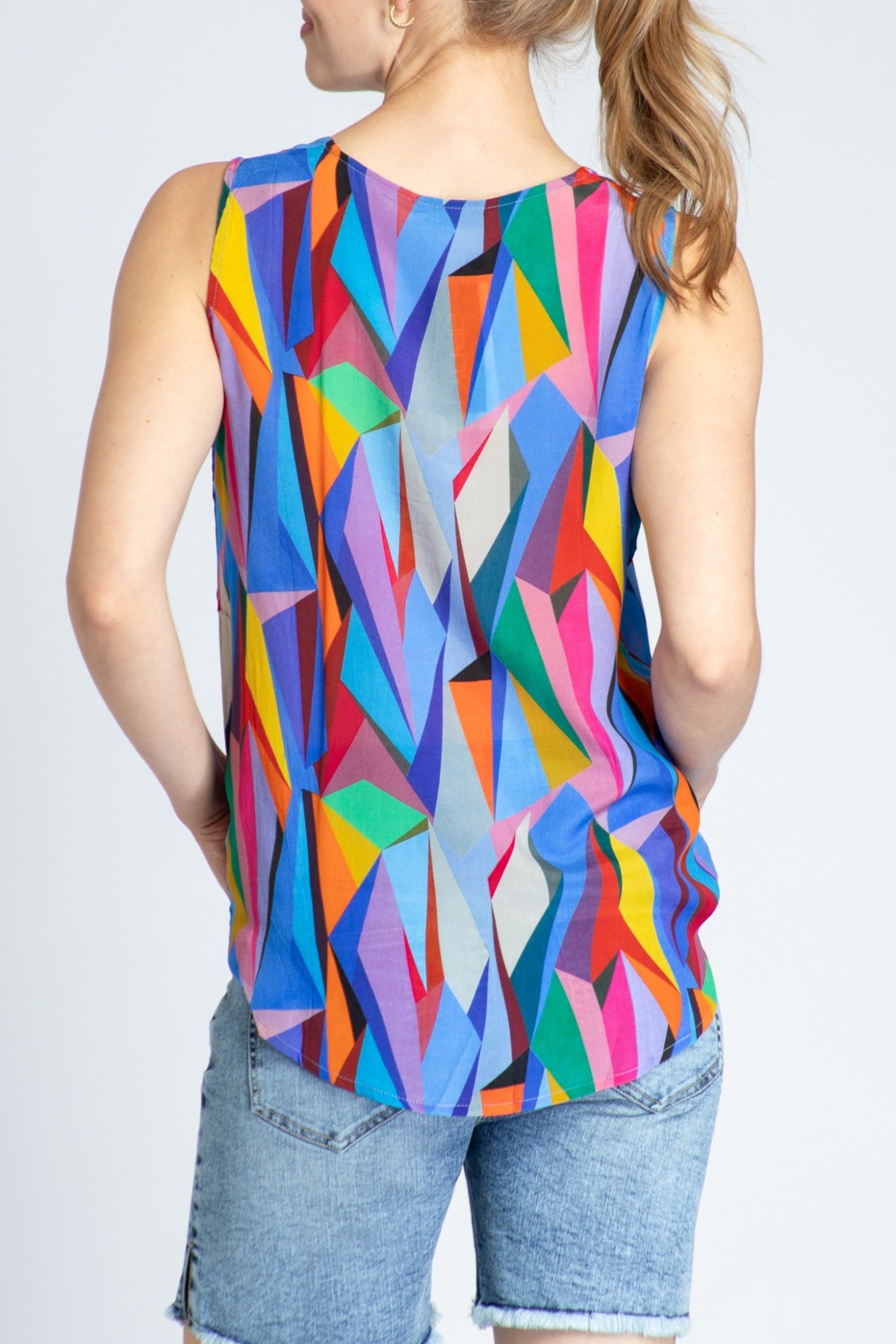 Colorful Mosiac Print - V-neck Tank