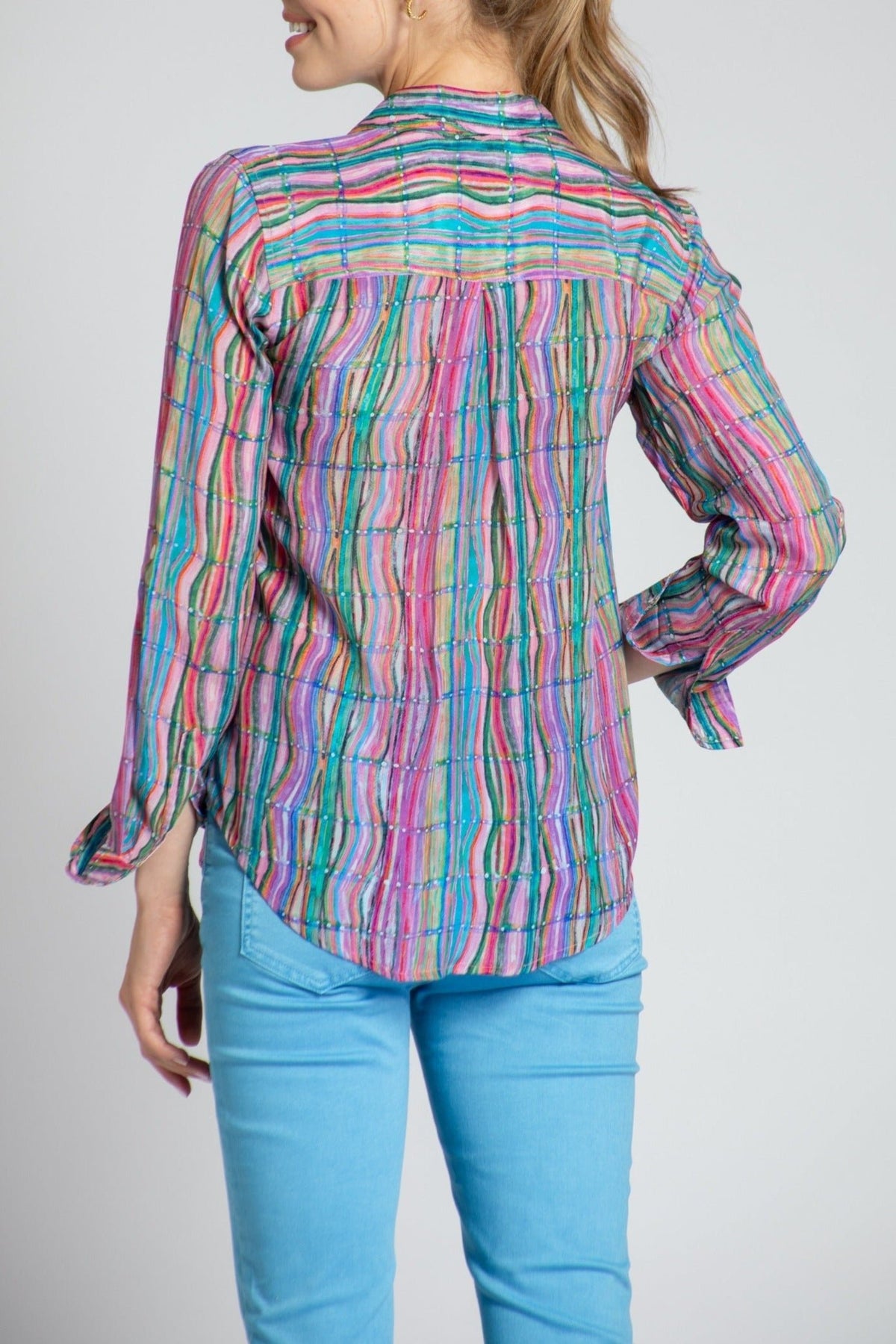 Colorful Waves - Button-up With Roll-up Sleeve