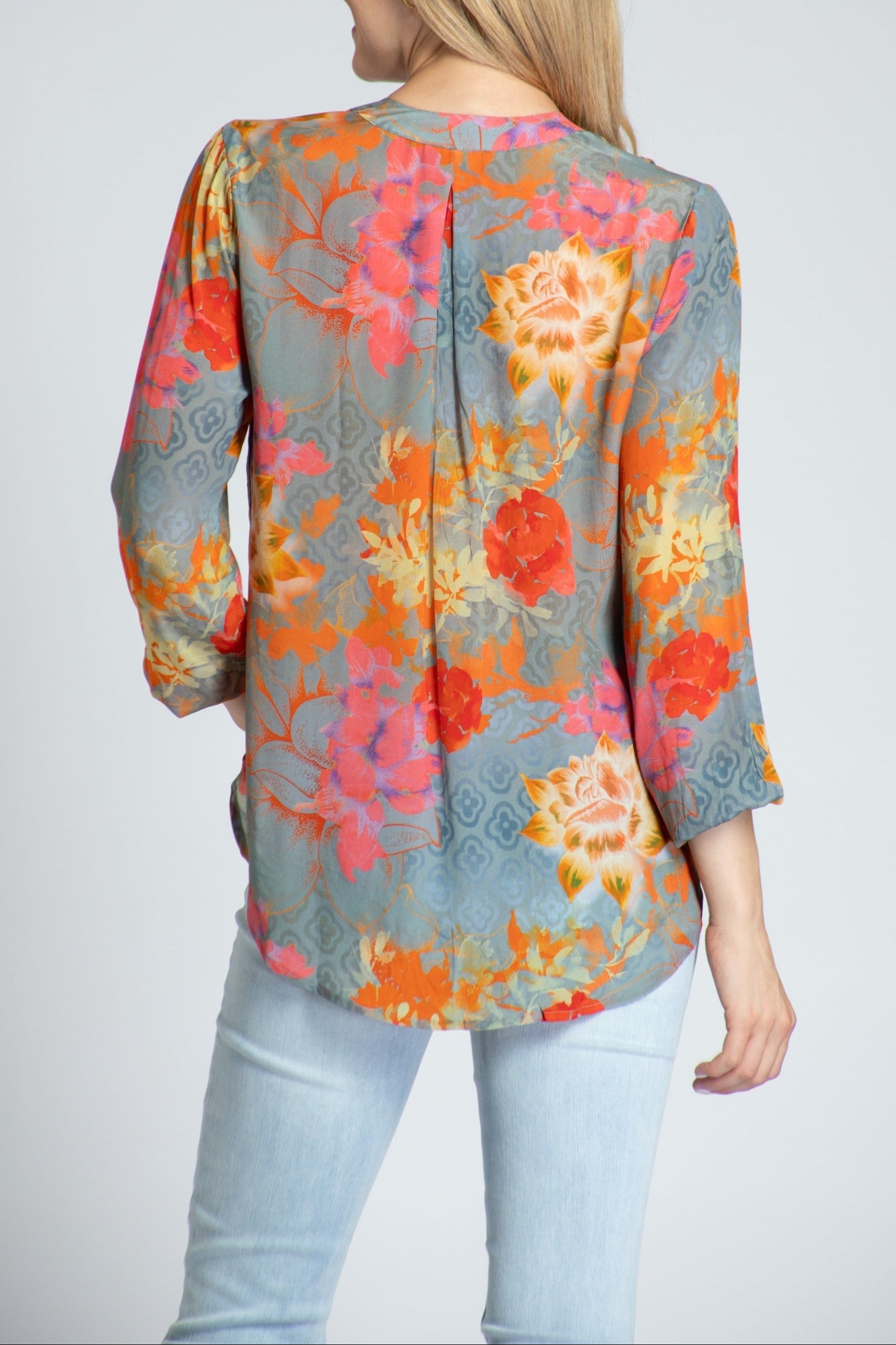 Boho Floral Print - Crossover Top With Tassel