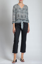 Monochrome Abstract - V-neck Tie Front Top