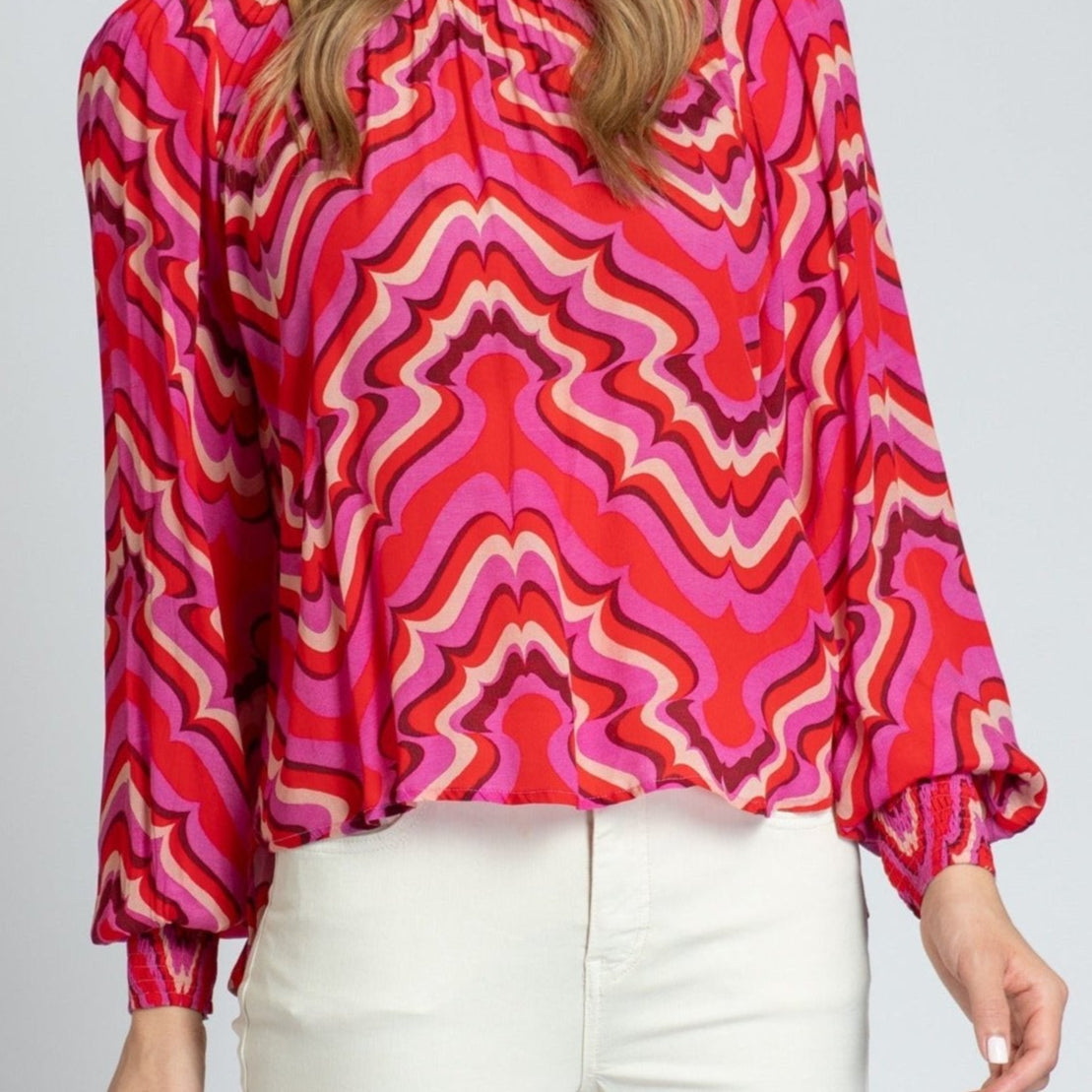 Pullover With Smocked Cuff