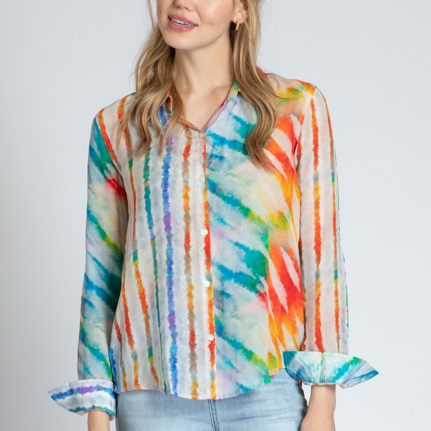 Kaleidoscope Brushwork - Button-up With Roll-up Sleeve