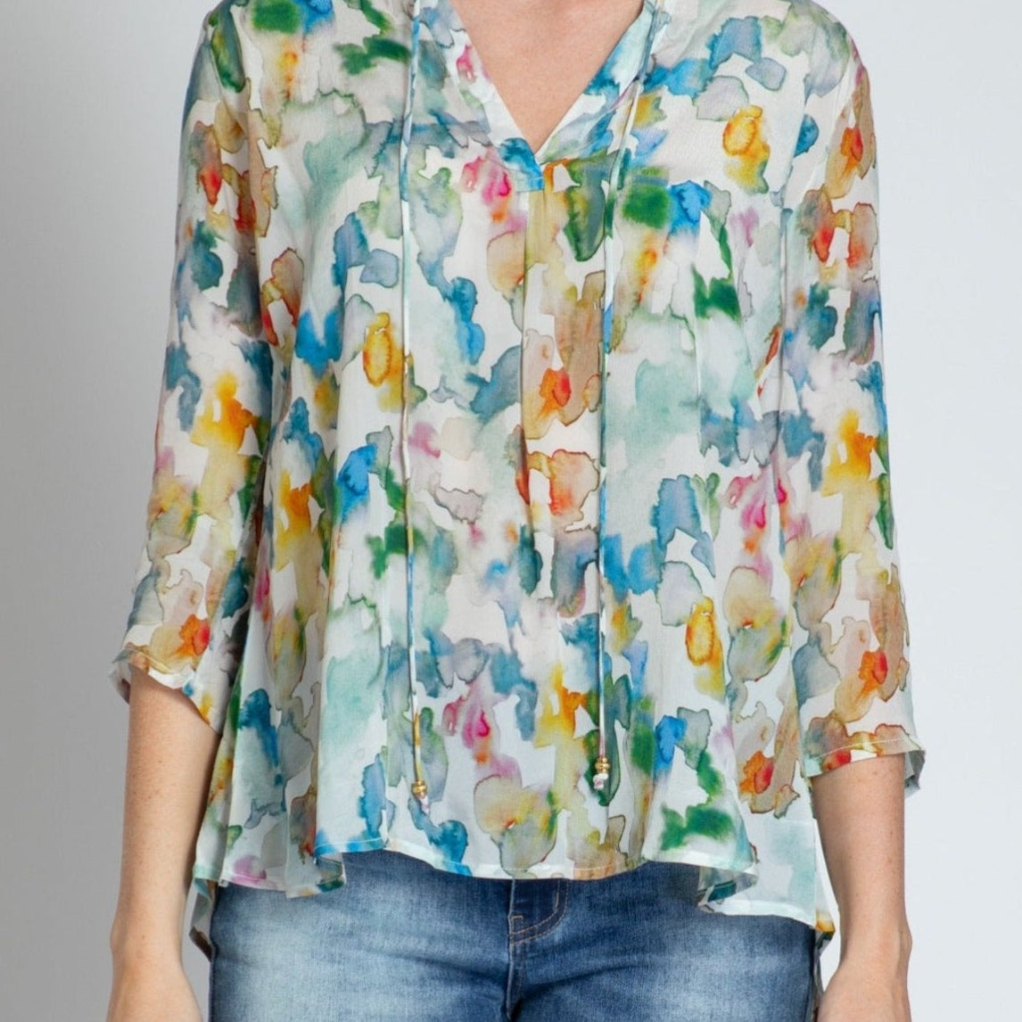 Desert Dyes Watercolor Print - V-neck With Tassel