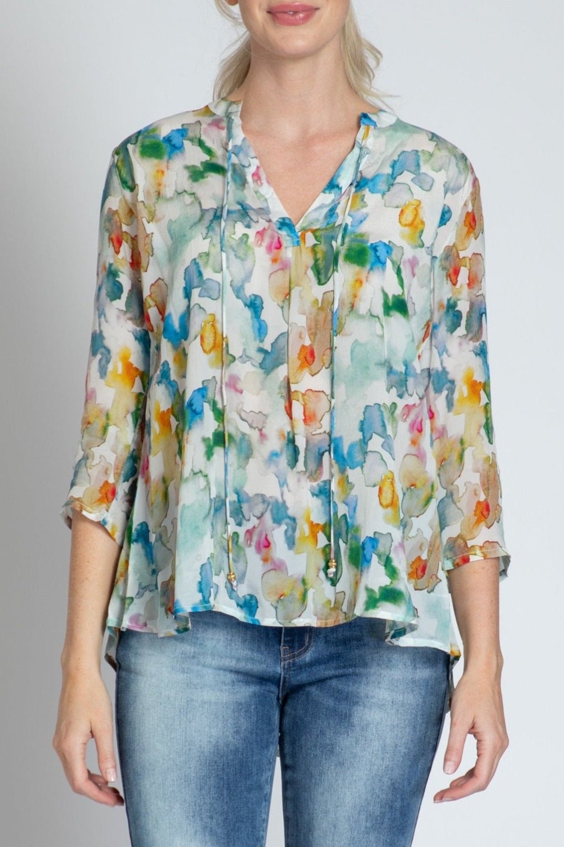 Desert Dyes Watercolor Print - V-neck With Tassel