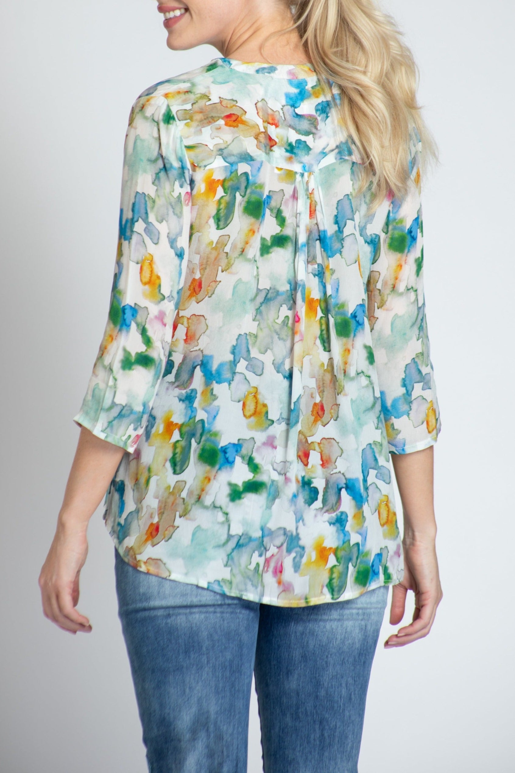 Desert Dyes Watercolor Print - V-neck With Tassel