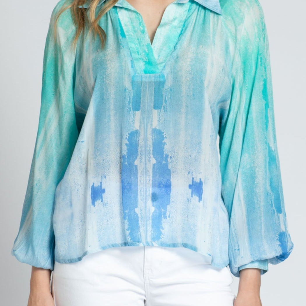 Half-Plaket Pullover Blouse