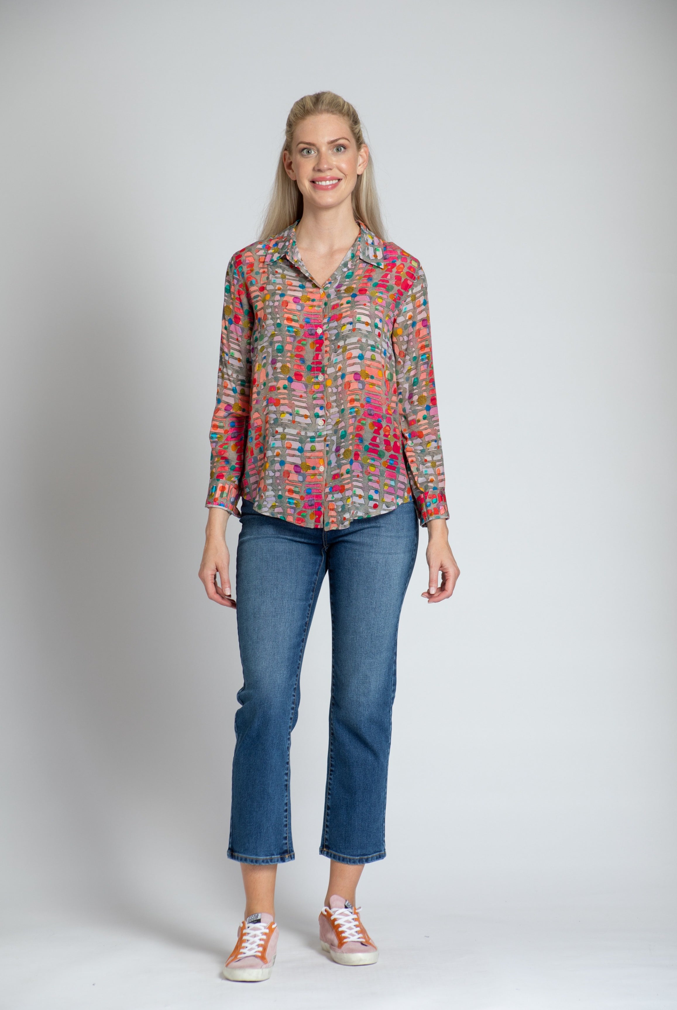 Colour Theory Confetti Print - Button-up With Roll-up Sleeve