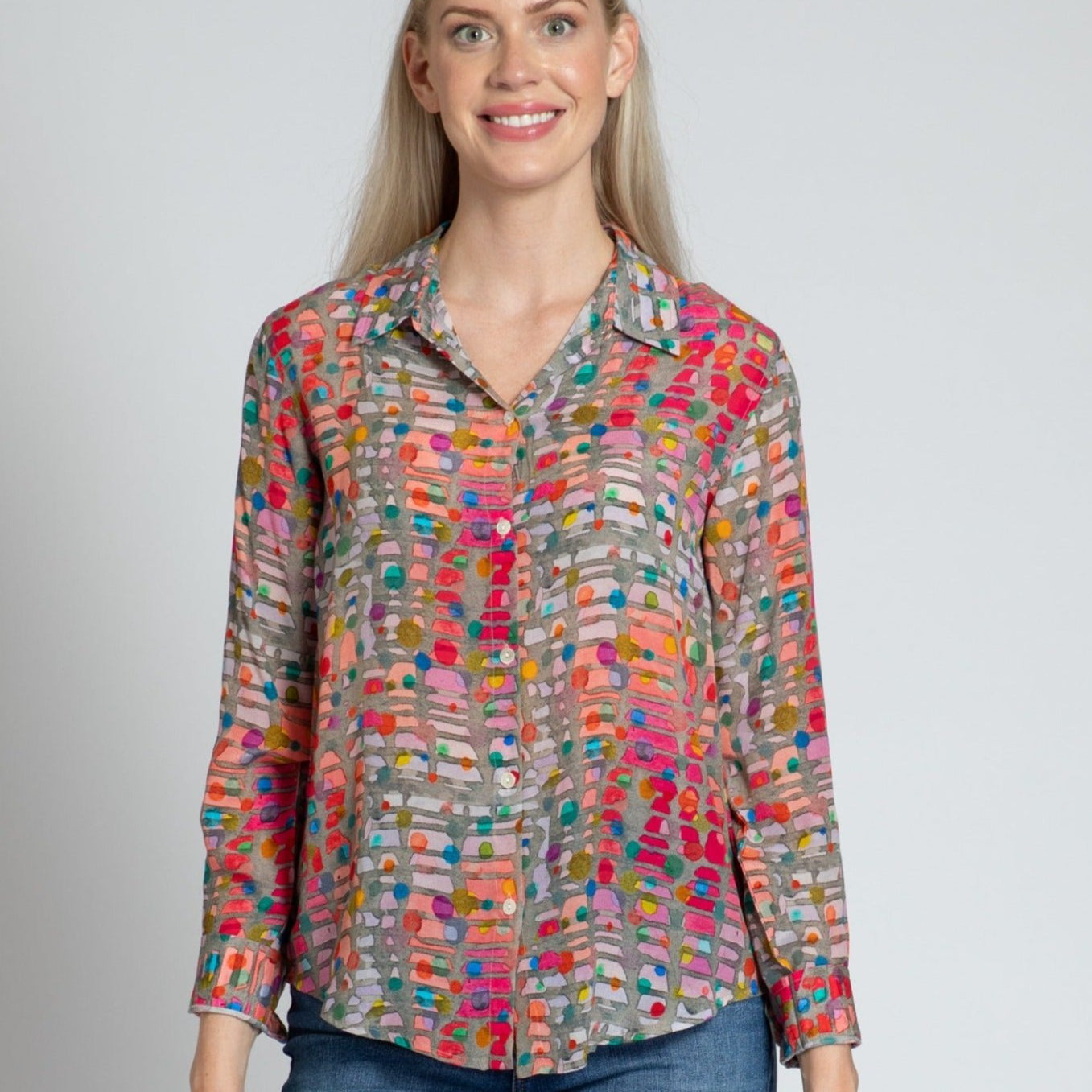 Colour Theory Confetti Print - Button-up With Roll-up Sleeve