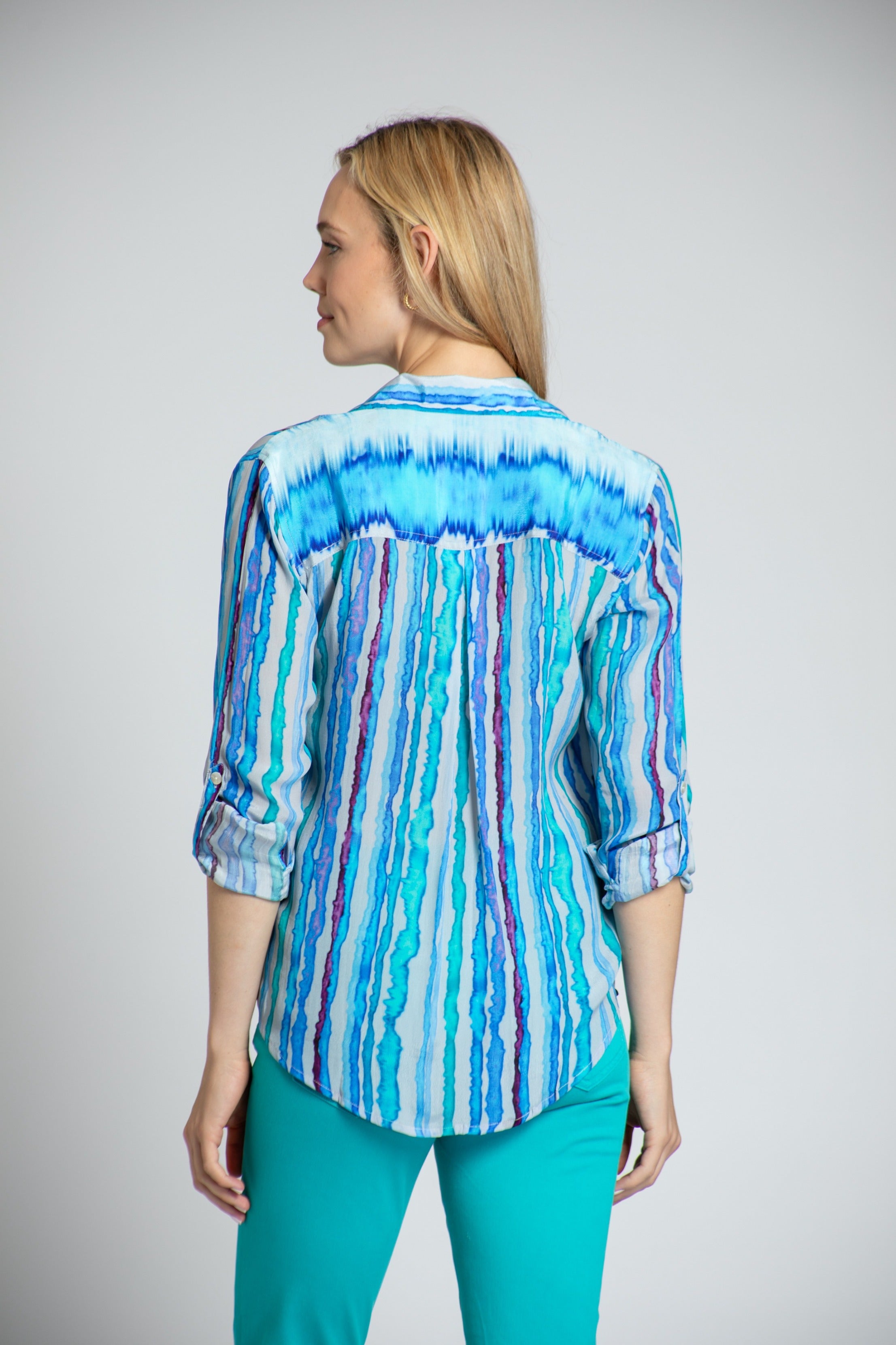  Coastal Horizon Hues - Button-up With Roll-up Sleeve