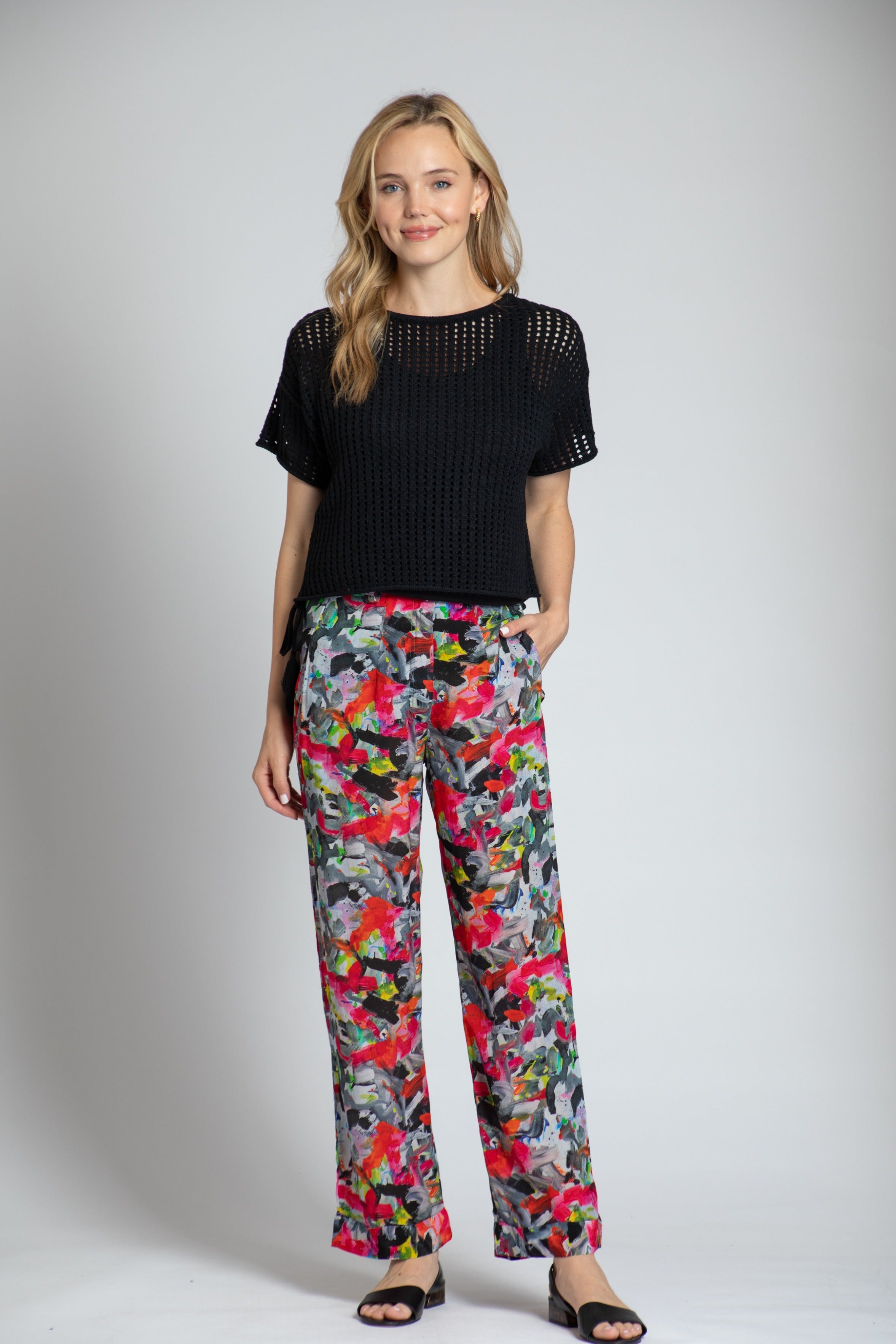 Abstract Multicolor Print - Pull-on Pant