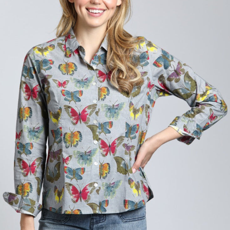 Butterfly Print - Classic Button up Shirt | front side