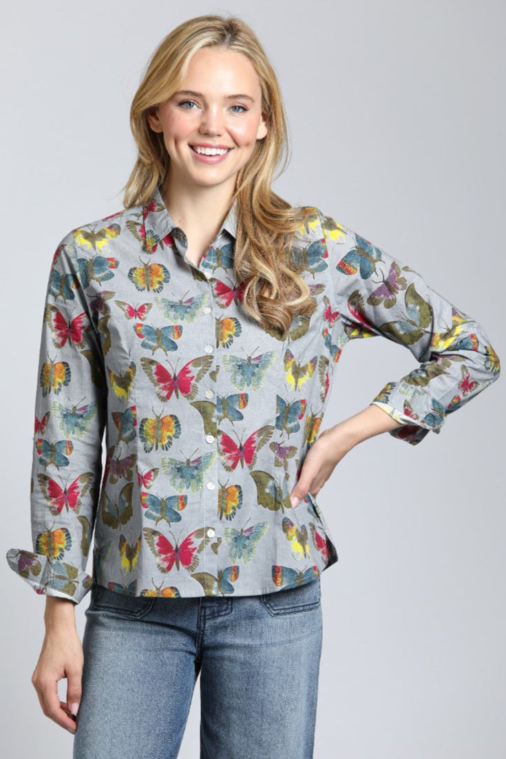 Butterfly Print - Classic Button up Shirt | front side