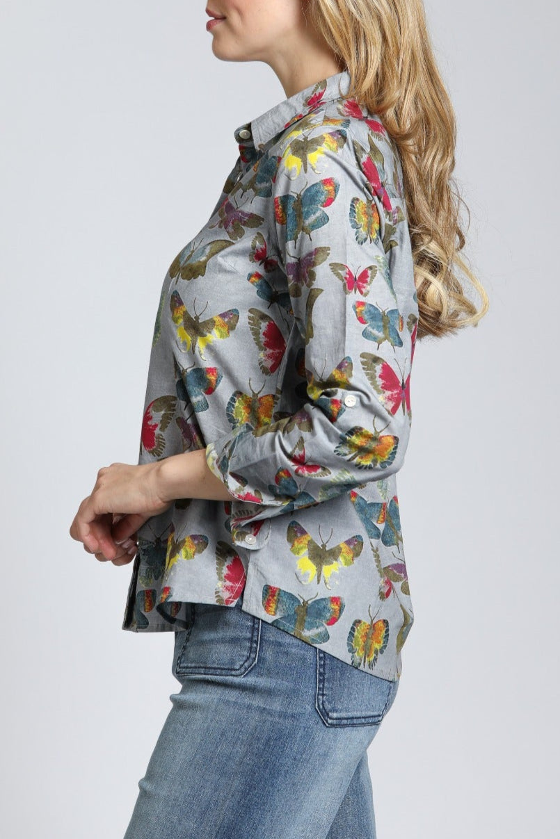 Butterfly Print - Classic Button up Shirt | left side