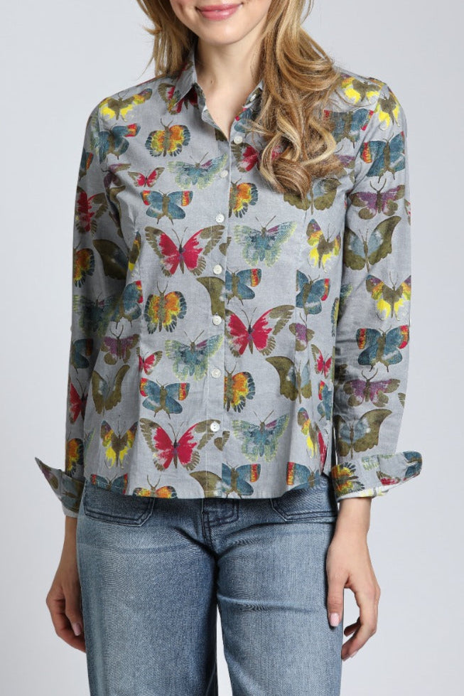 Butterfly Print - Classic Button up Shirt | front side