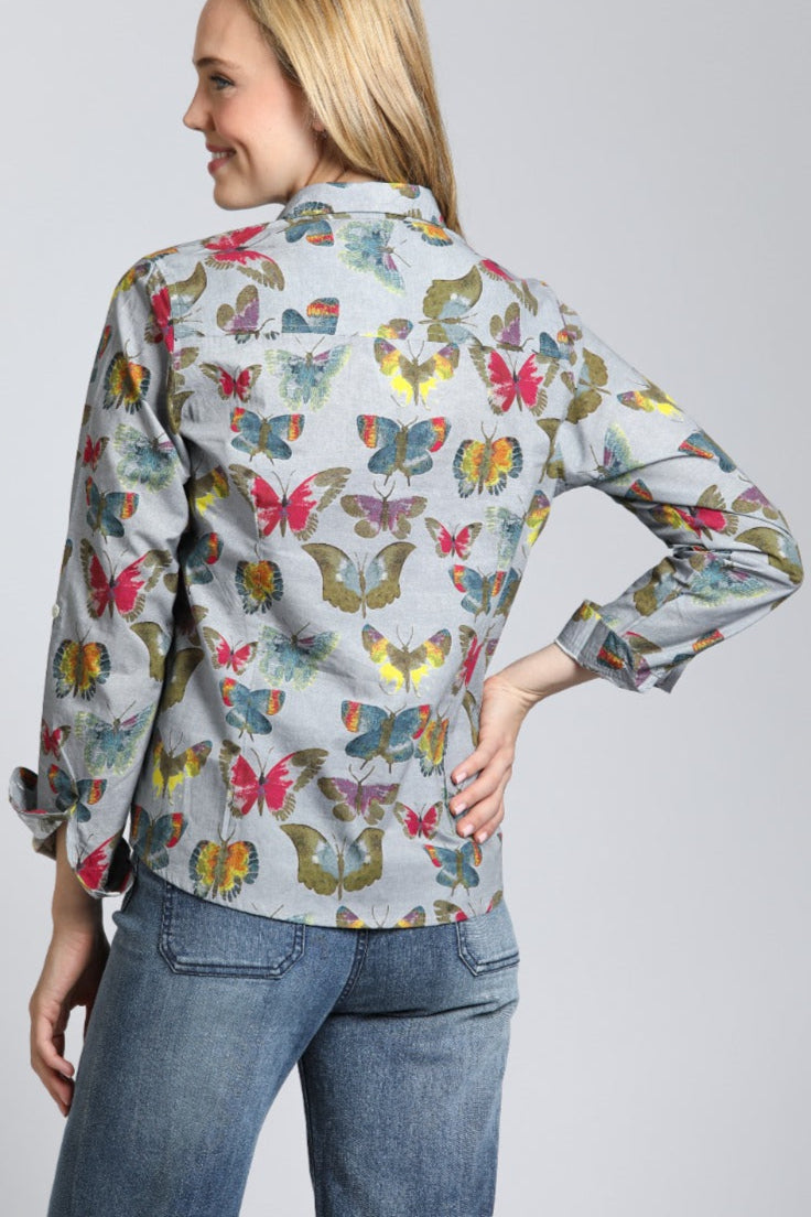 Butterfly Print - Classic Button up Shirt | back side