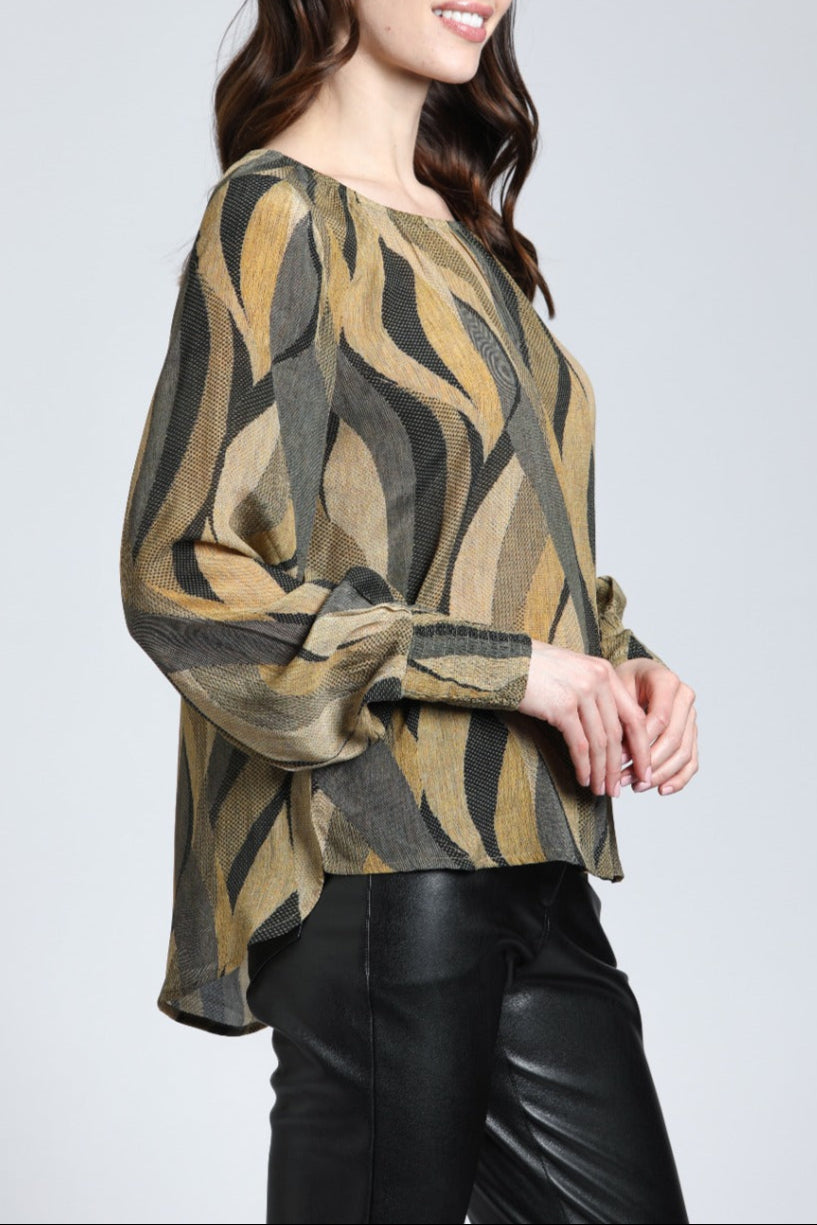 Desert Wave Print - Pullover With Smocked Cuff | Right side