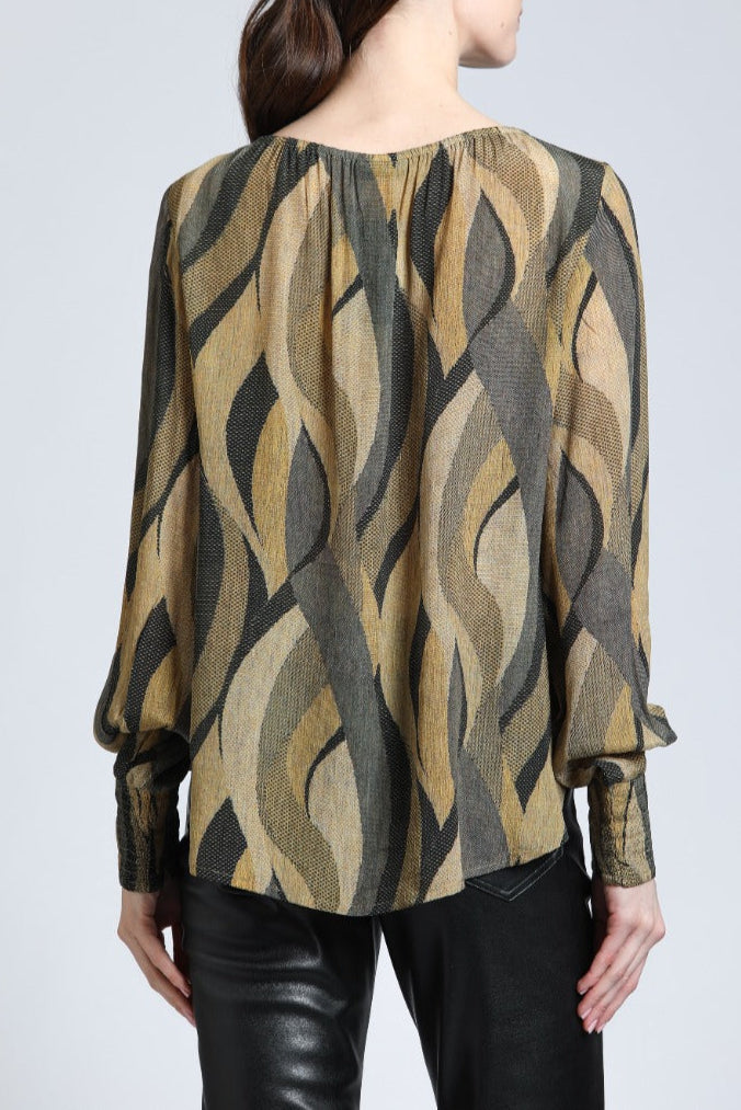 Desert Wave Print - Pullover With Smocked Cuff | Back side