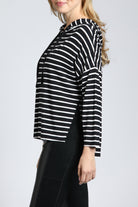 Stripe Hoodie With Side Slits | left side