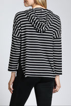 Stripe Hoodie With Side Slits | back side