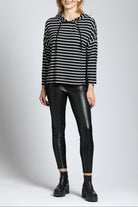Stripe Hoodie With Side Slits | front side