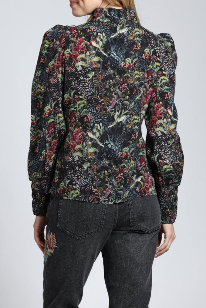 Winter Garden Pattern - Puff Sleeve Blouse | back side