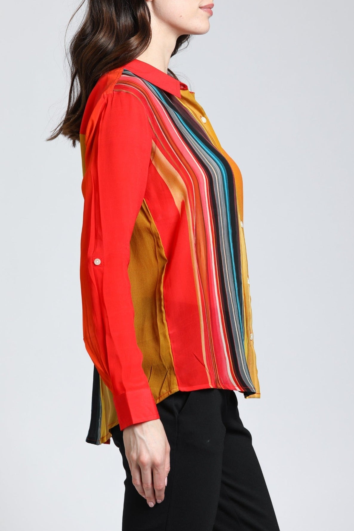 Horizontal Gradient Print Button Up Top | right side