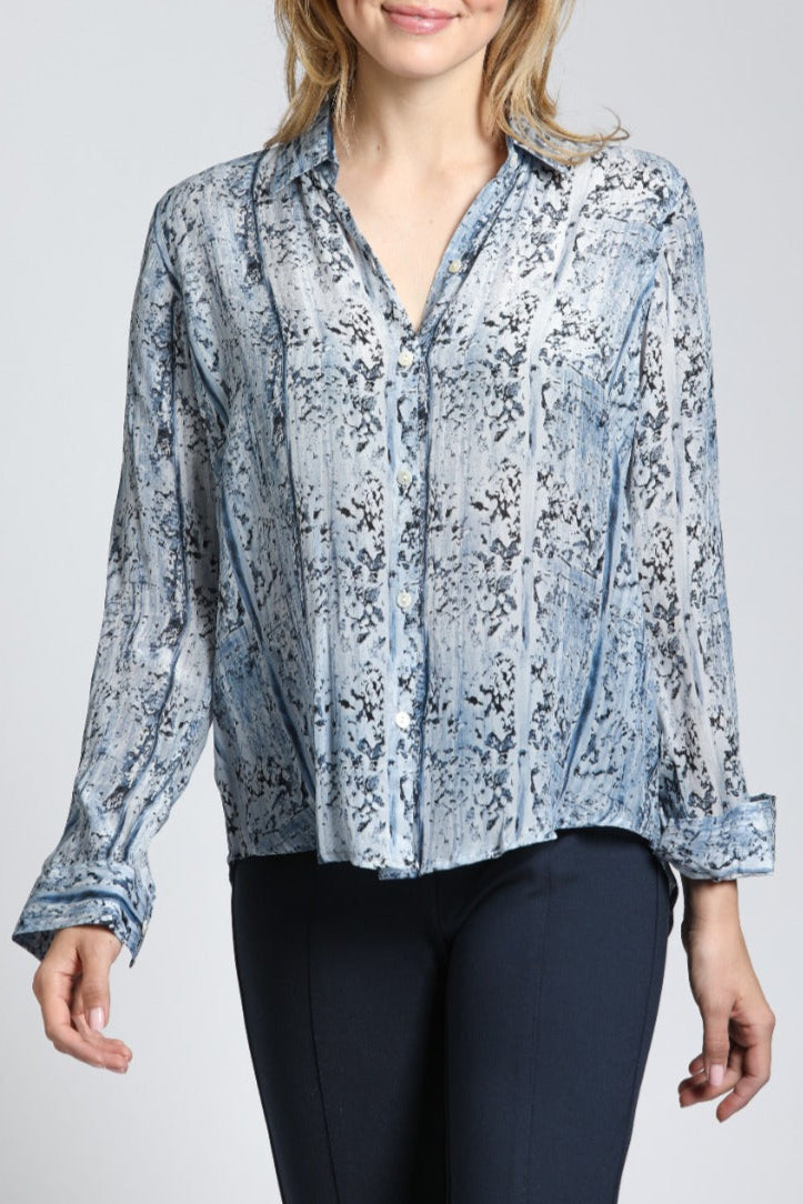 Button Animal Print Button Up Top