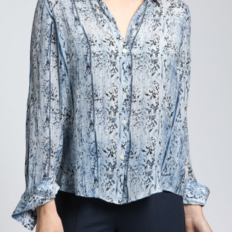 Button Animal Print Button Up Top | front side