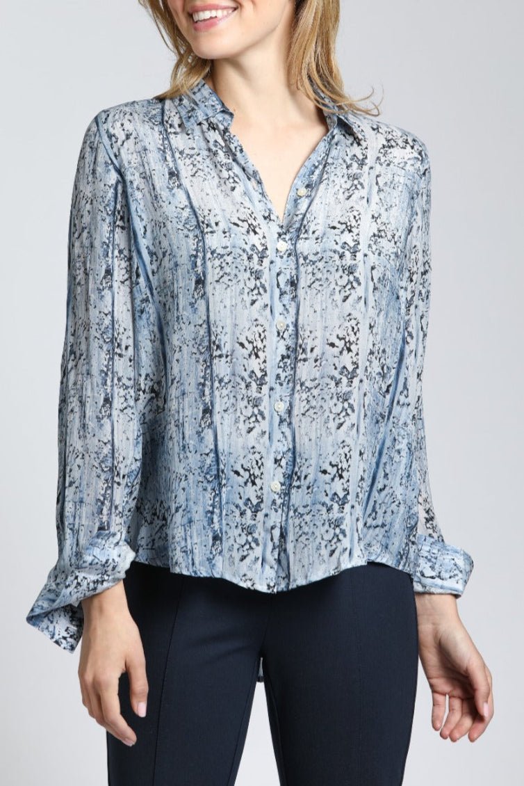 Button Animal Print Button Up Top | front side