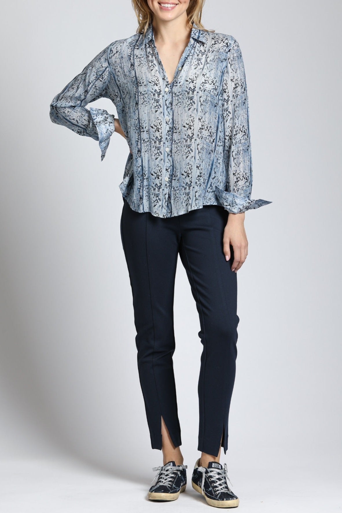 Button Animal Print Button Up Top | full