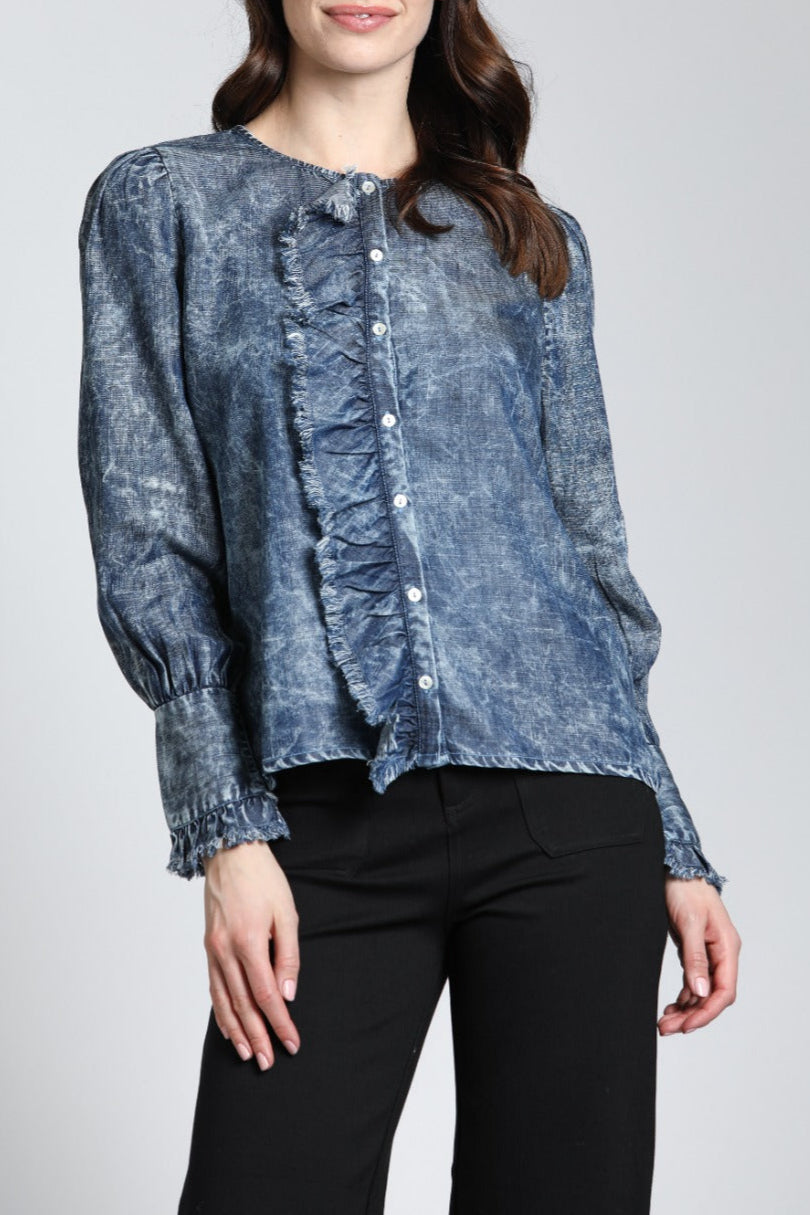 Moon Wash Puff Sleeve Top | front side