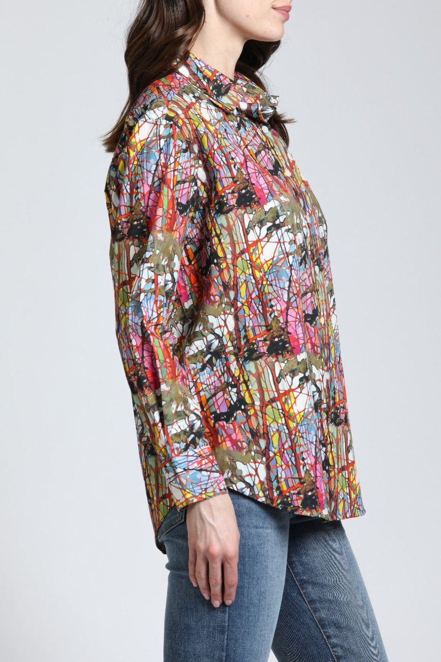 Energetic Color Mix - Boyfriend Button up Shirt | right side