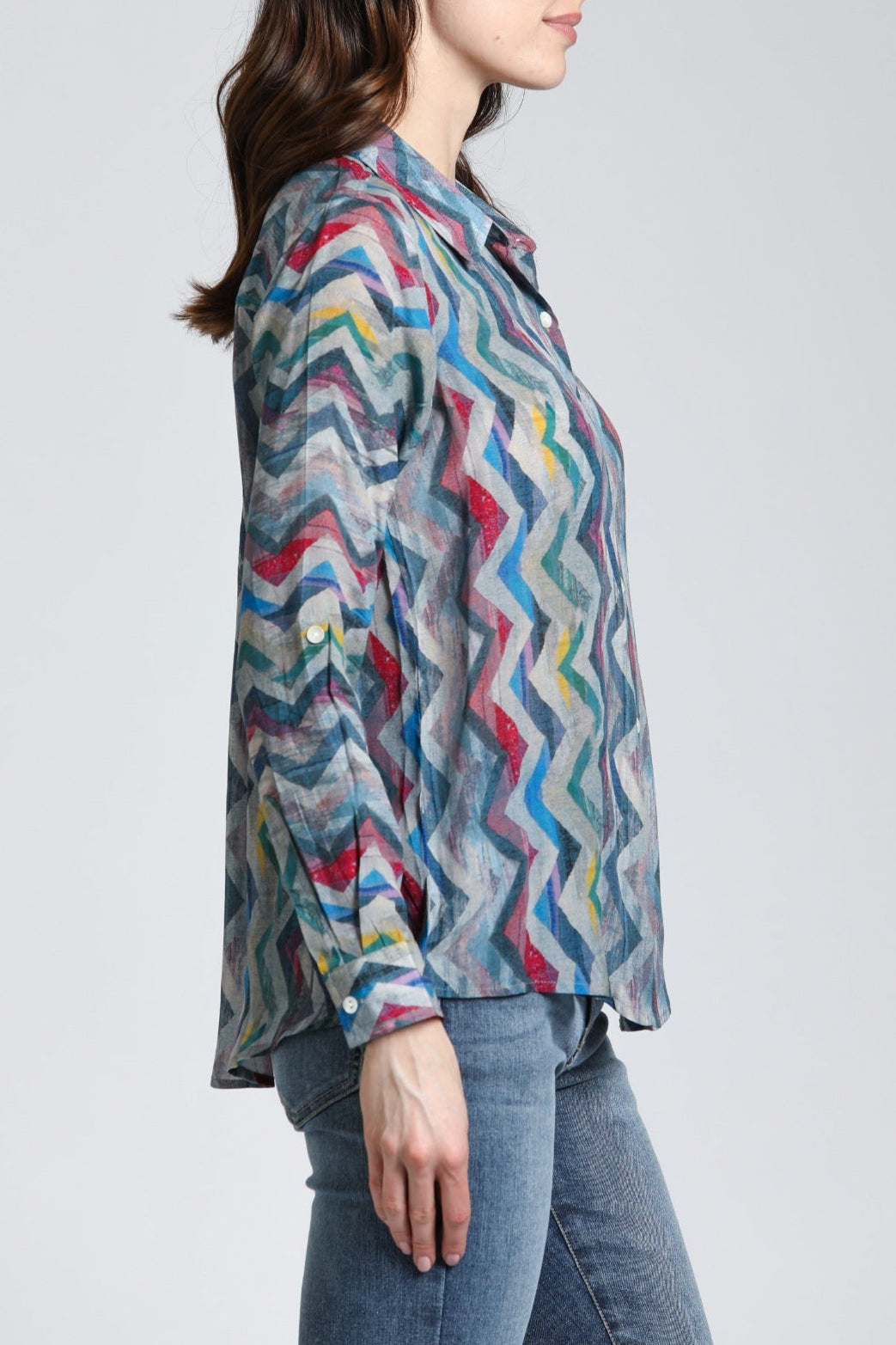 Chevron Print - Button-up Top | right side