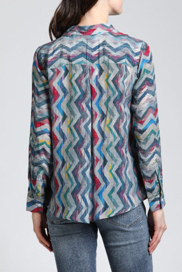 Chevron Print - Button-up Top | back side