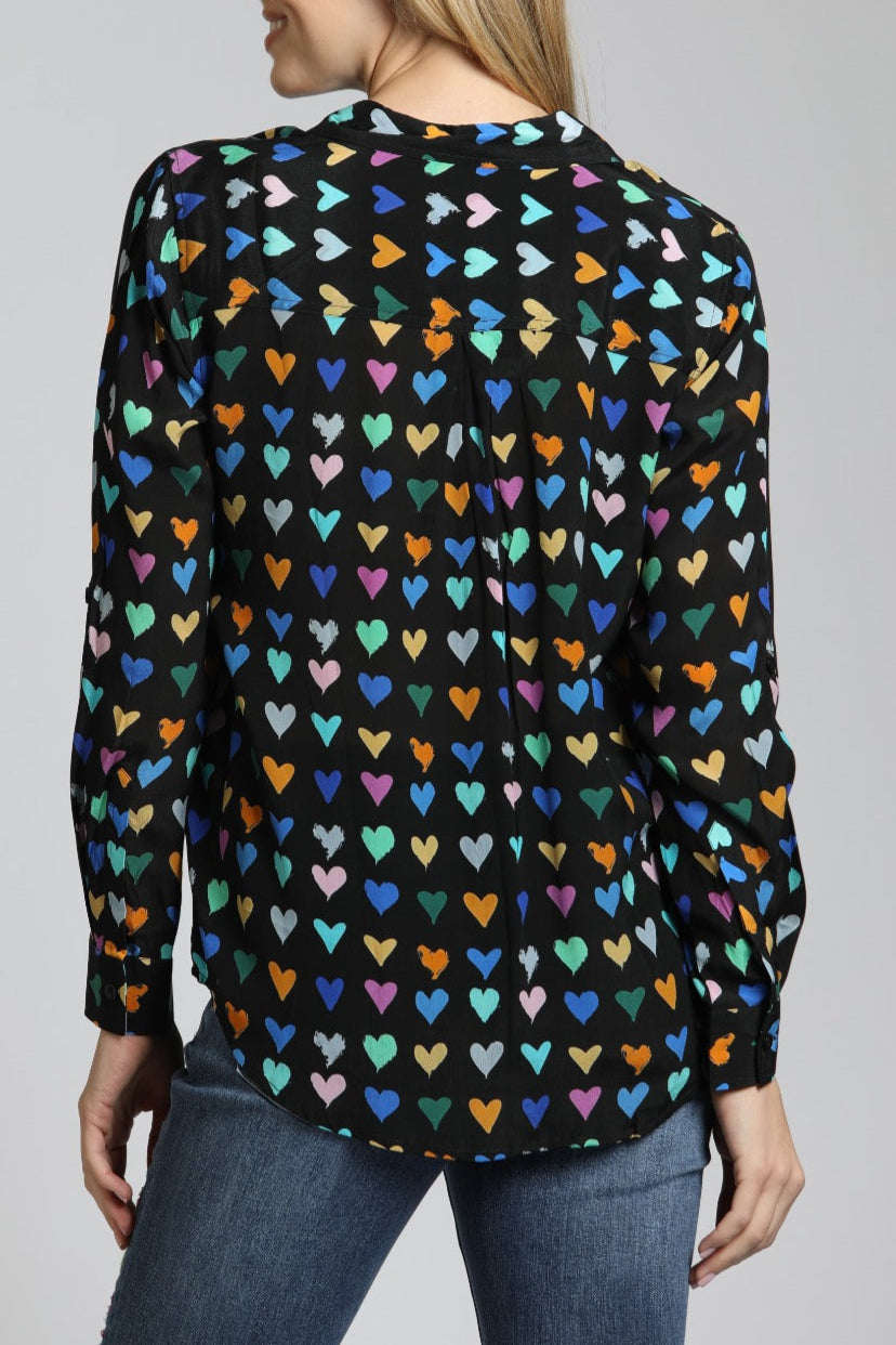 Mod Hearts Button-Up With Roll-Up Sleeve | back side