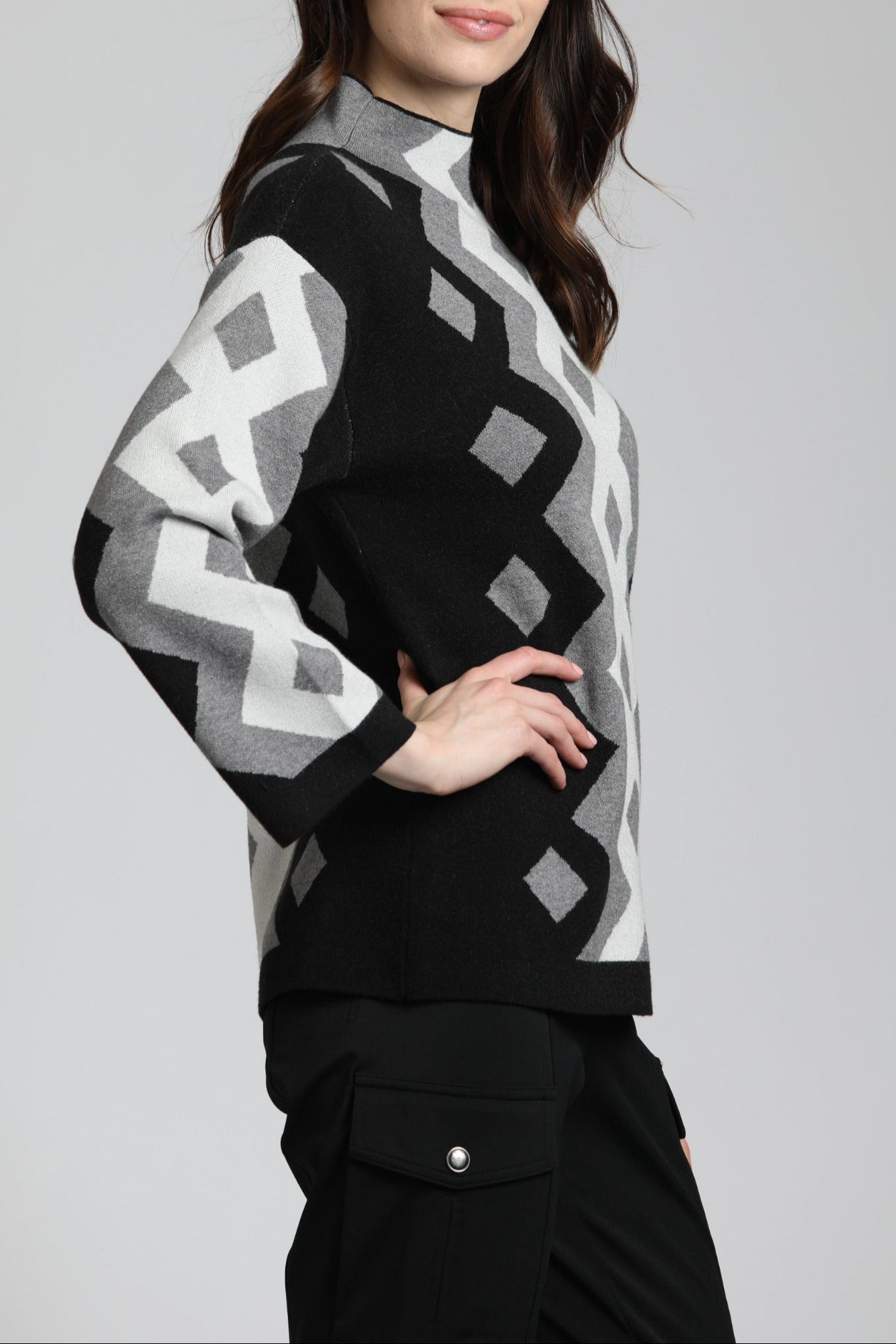 Argyle Sweater w/Funnel Neck | right side