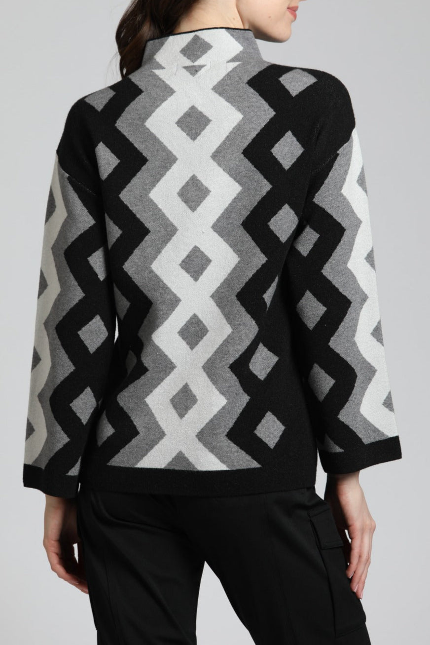Argyle Sweater w/Funnel Neck | back side