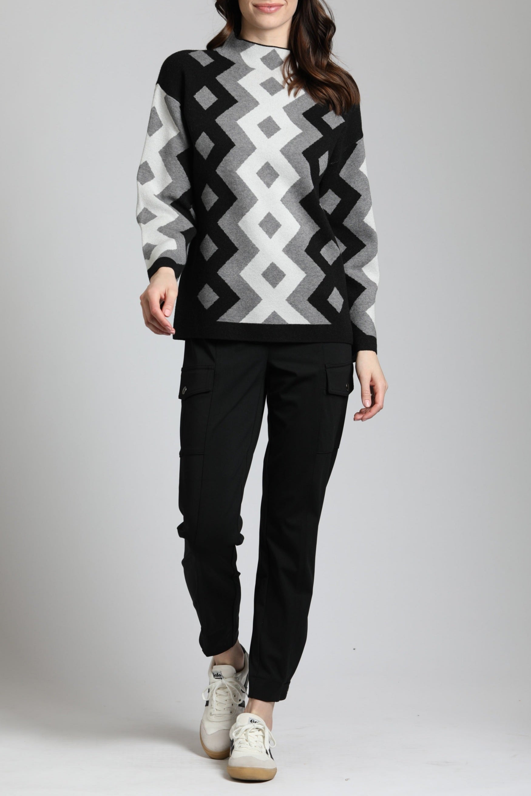 Argyle Sweater w/Funnel Neck | full