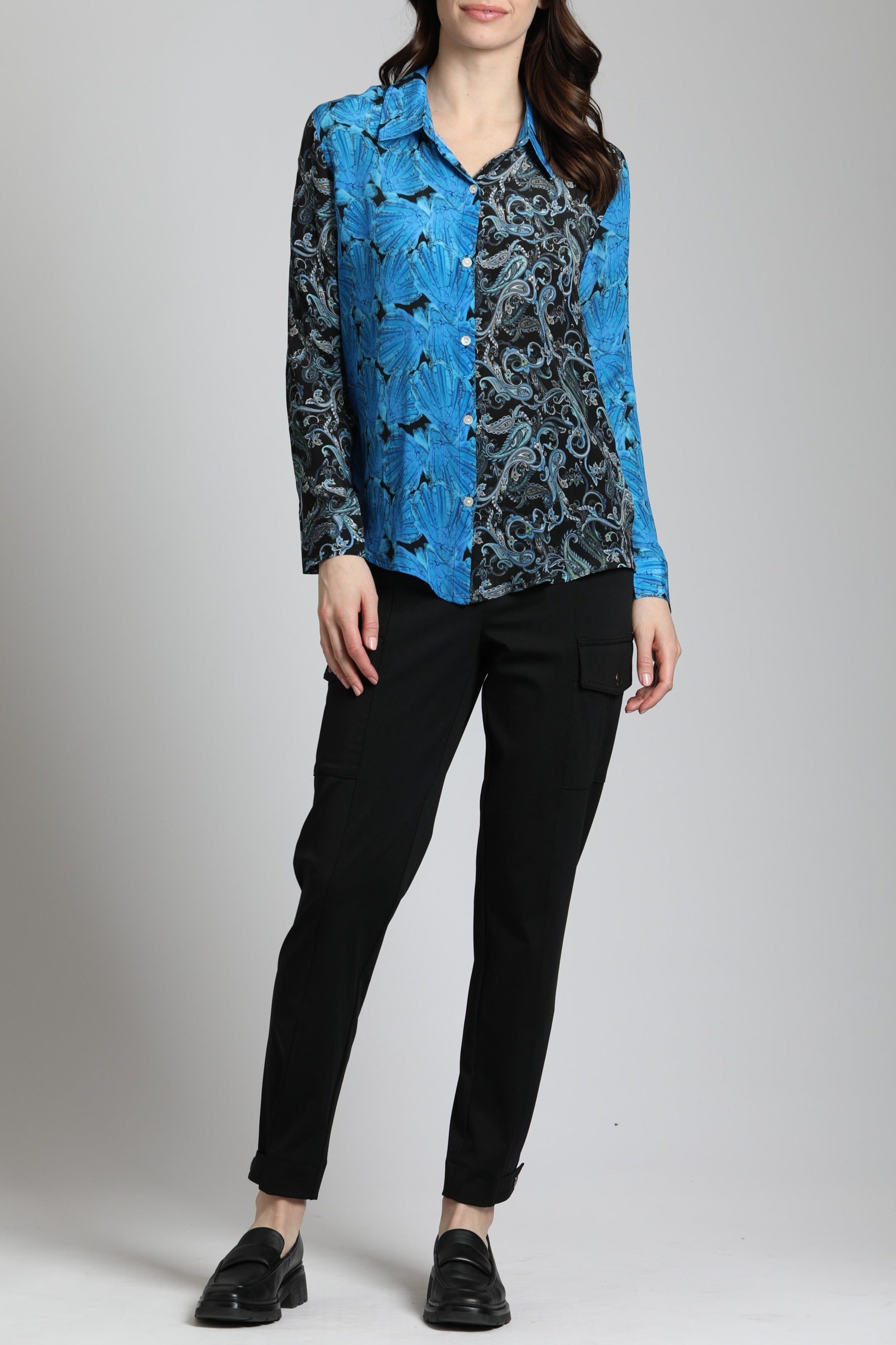 Marine Inspired Print Mix - Button Up Top | full