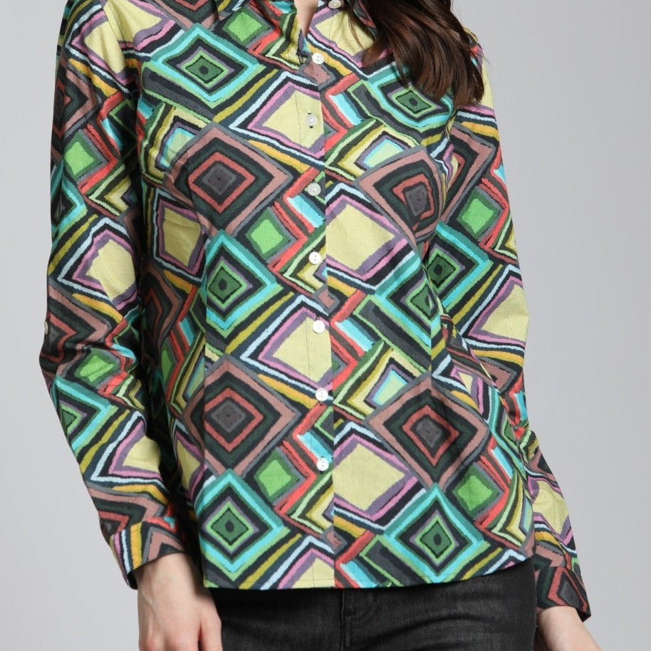 Diamonds In The Sky Print - Classic Button up Shirt | Front side