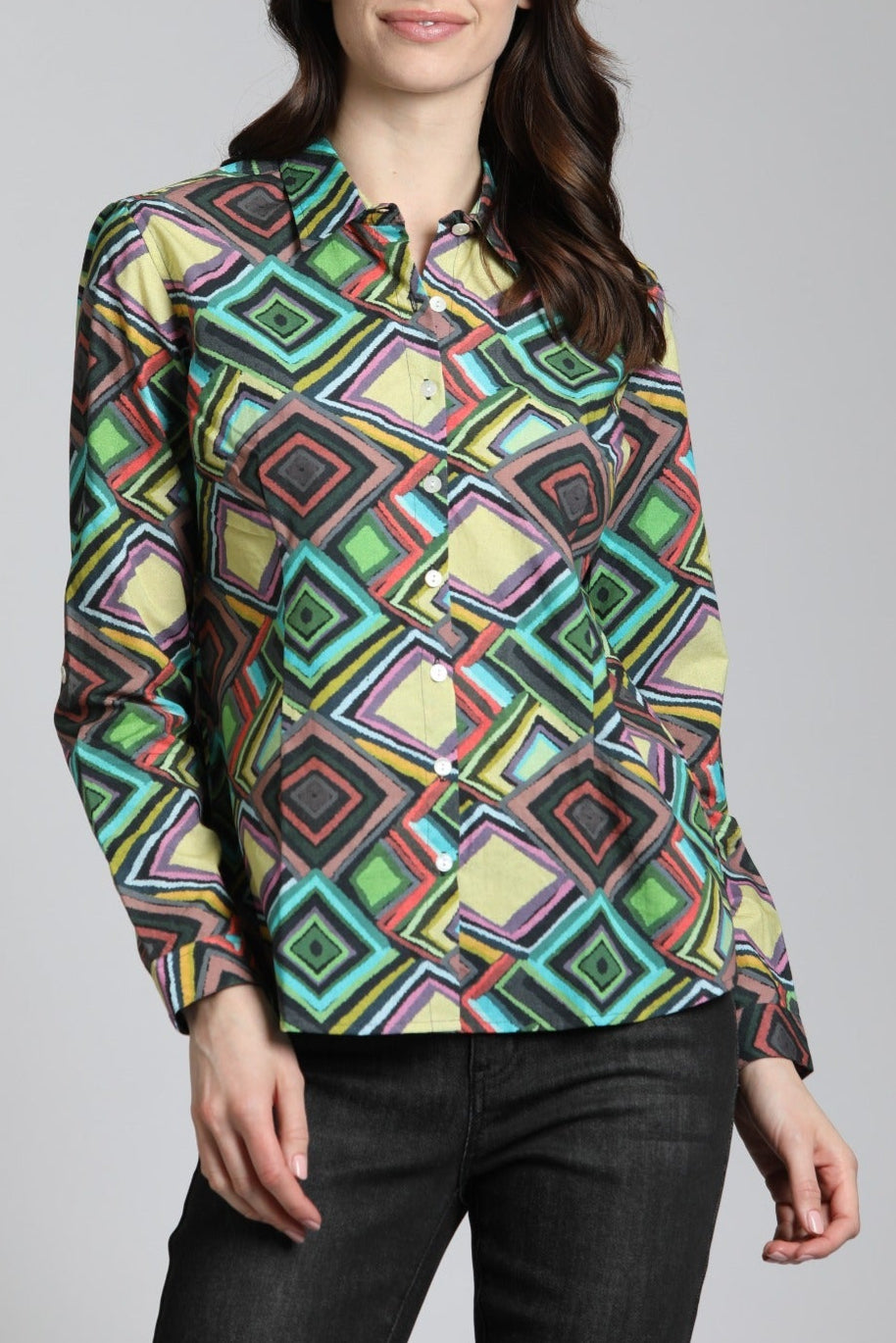Diamonds In The Sky Print - Classic Button up Shirt | Front side