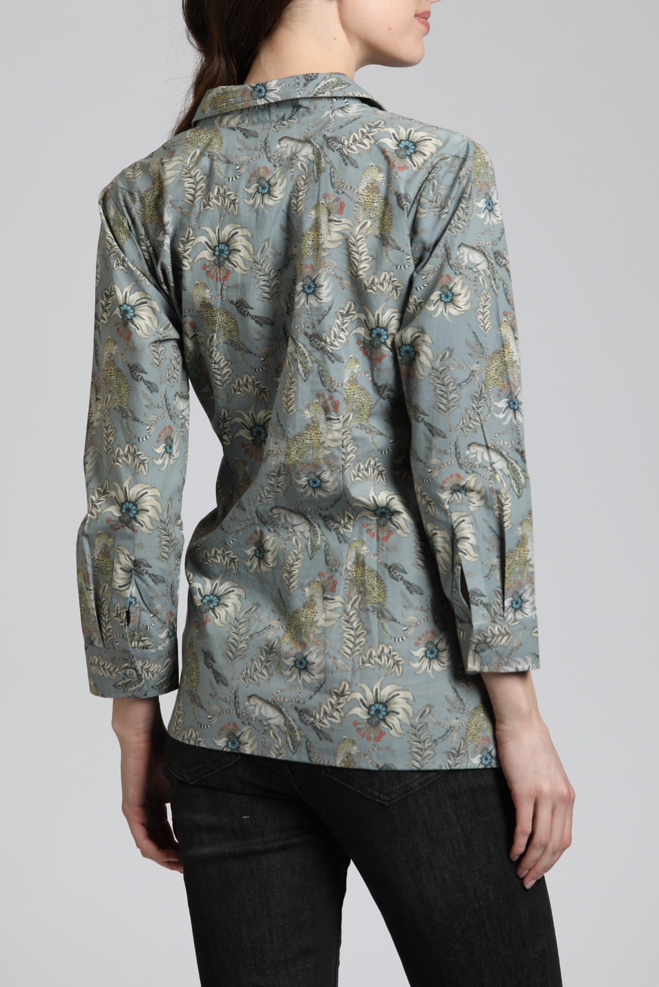 Tropical Leopard - Printed Side Tie Shirt | back side